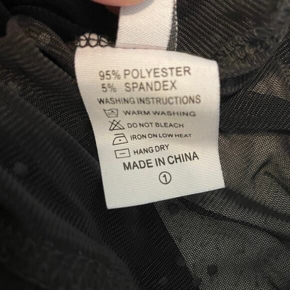 high waist small black sheer mesh studded flare leg pant club rave P2 4559 - Picture 5 of 11